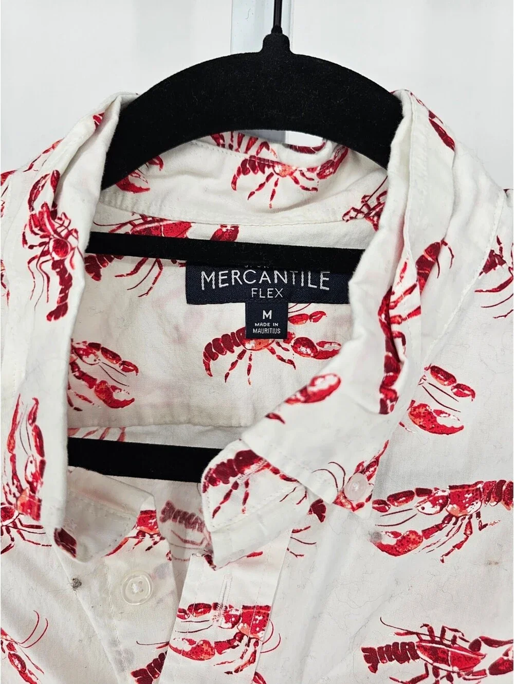 J Crew Mercantile Mens Sz M Short Sleeve Button Up Shirt Bold Lobster Crab Print